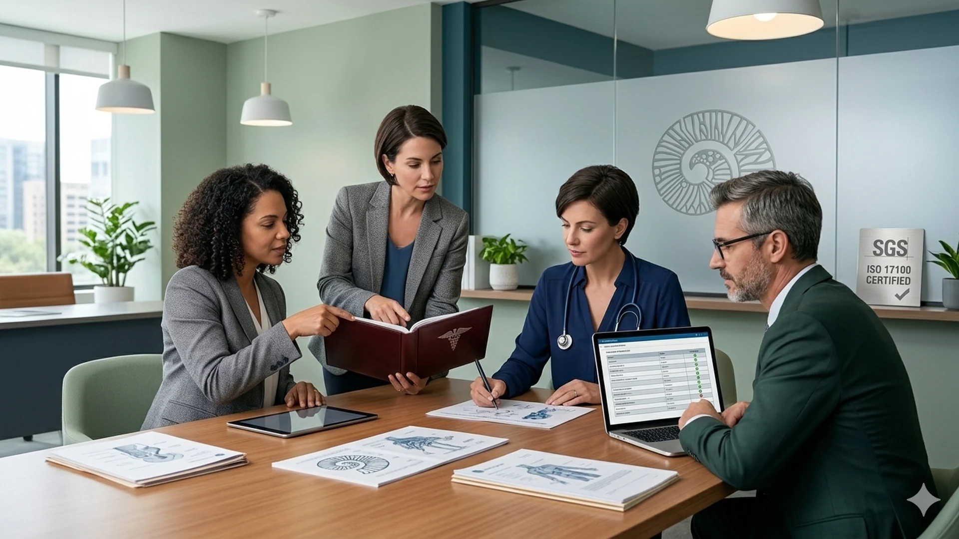 Equipo de LinguaVox revisando documentación médica multilingüe